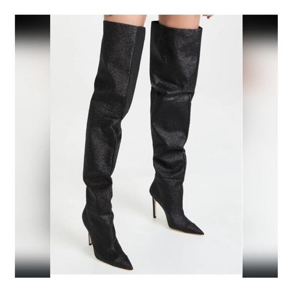 Good American Over The Knee Slouch Boot in Black Glitter Size 6.5 NEW - Picture 7 of 7